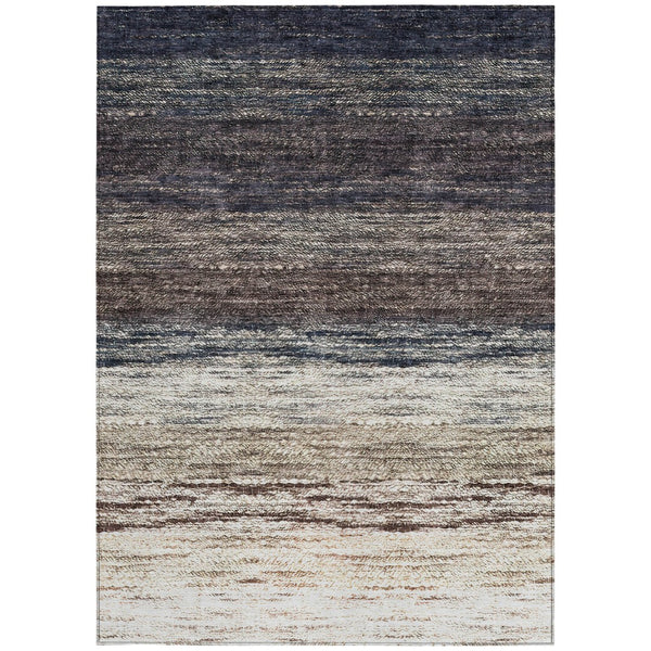 Homeroots 3' Beige Ivory And Brown Ombre Washable Area Rug – Perfect For Indoor & Outdoor Spaces, Durable Design 8' X 10' Polyester 586885