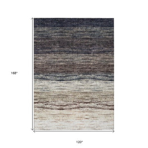 Homeroots 3' Beige Ivory And Brown Ombre Washable Area Rug – Perfect For Indoor & Outdoor Spaces, Durable Design 10' X 14' Polyester 586887