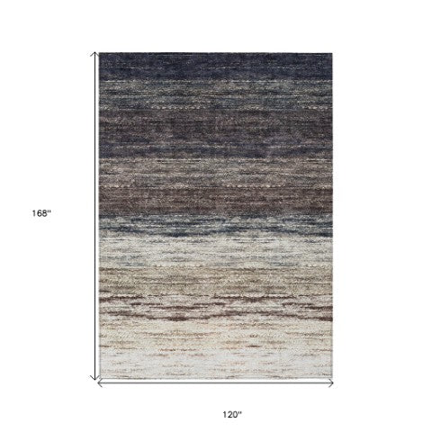 Homeroots 3' Beige Ivory And Brown Ombre Washable Area Rug – Perfect For Indoor & Outdoor Spaces, Durable Design 10' X 14' Polyester 586887