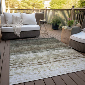 Homeroots 3' Beige Ivory And Brown Ombre Washable Area Rug – Perfect For Indoor & Outdoor Spaces, Durable Design 3' X 5' Polyester 586888