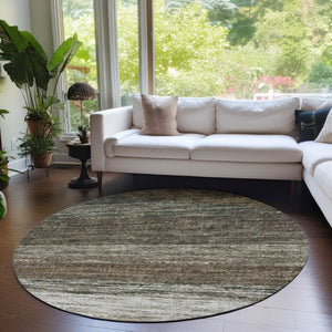 Homeroots 3' Beige Ivory And Brown Ombre Washable Area Rug – Perfect For Indoor & Outdoor Spaces, Durable Design 8' Round Polyester 586890