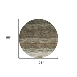 Homeroots 3' Beige Ivory And Brown Ombre Washable Area Rug – Perfect For Indoor & Outdoor Spaces, Durable Design 8' Round Polyester 586890