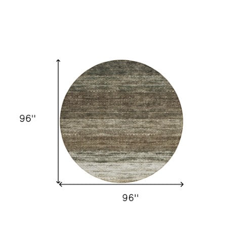 Homeroots 3' Beige Ivory And Brown Ombre Washable Area Rug – Perfect For Indoor & Outdoor Spaces, Durable Design 8' Round Polyester 586890