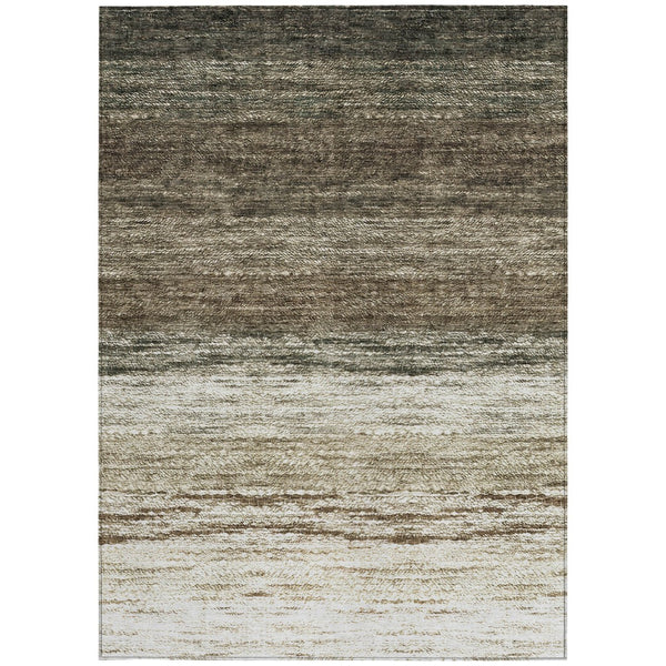 Homeroots 3' Beige Ivory And Brown Ombre Washable Area Rug – Perfect For Indoor & Outdoor Spaces, Durable Design 10' X 14' Polyester 586893