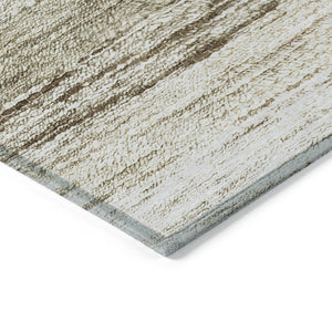 Homeroots 3' Beige Ivory And Brown Ombre Washable Area Rug – Perfect For Indoor & Outdoor Spaces, Durable Design 10' X 14' Polyester 586893