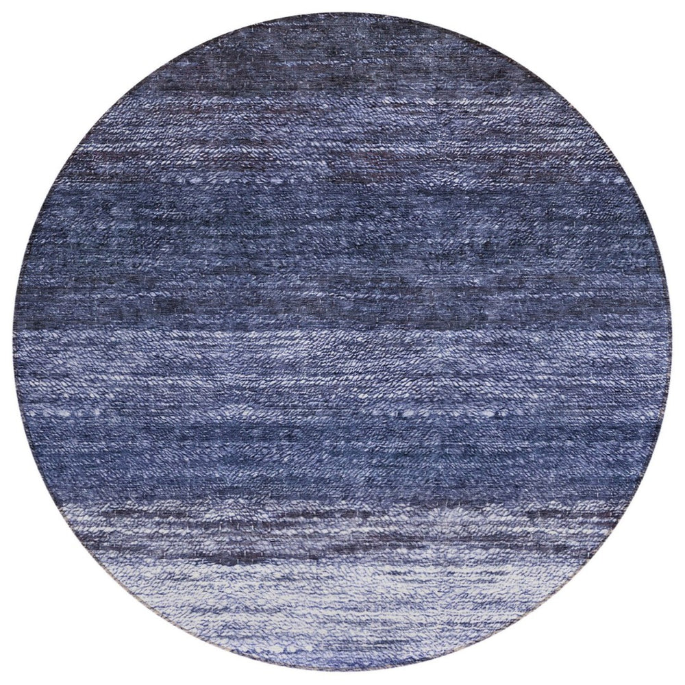 HomeRoots 5' Navy Blue to Ivory Ombre Indoor Outdoor Area Rug - Durable, Washable, and Versatile for Any Space 8' Round 586896