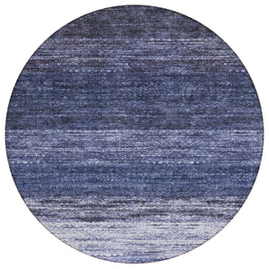 HomeRoots 5' Navy Blue to Ivory Ombre Indoor Outdoor Area Rug - Durable, Washable, and Versatile for Any Space 8' Round 586896