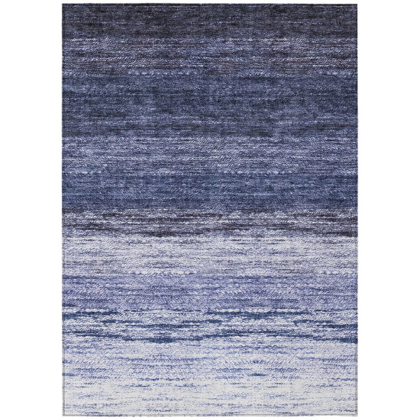 HomeRoots 5' Navy Blue to Ivory Ombre Indoor Outdoor Area Rug - Durable, Washable, and Versatile for Any Space 8' X 10' 586897