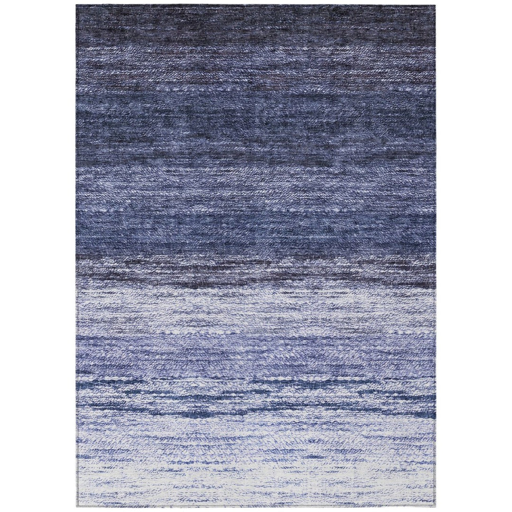HomeRoots 9' Navy Blue and Ivory Ombre Area Rug - Durable, Washable Design Enhances Indoor and Outdoor Spaces 9' X 12' 586898
