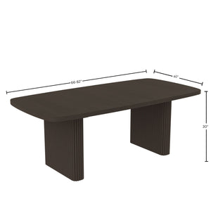 Alpine Furniture Reba Extension Dining Table - Elegant Ribbed Double Base With Built-in Storage For Gatherings Black Mindi Solids & Oak Veneer 5868blk-01-alpine