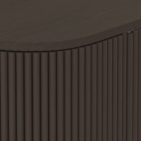 Alpine Furniture Reba Sideboard - Stylish Storage Solution With Ribbed Doors And Soft-close Drawers For Dining Rooms Black Mindi Solids & Oak Veneer 5868blk-06-alpine