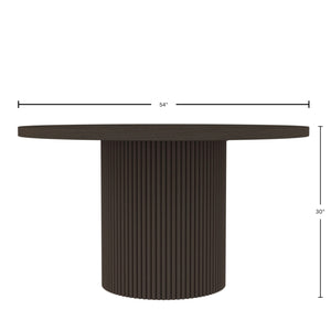 Alpine Furniture Reba Round Dining Table - Stylish 54-inch Table For Cozy Meals With Ribbed Base And Elegant Finish Black Mindi Solids & Oak Veneer 5868blk-25-alpine
