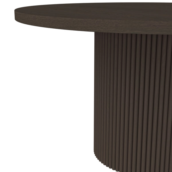 Alpine Furniture Reba Round Dining Table - Stylish 54-inch Table For Cozy Meals With Ribbed Base And Elegant Finish Black Mindi Solids & Oak Veneer 5868blk-25-alpine