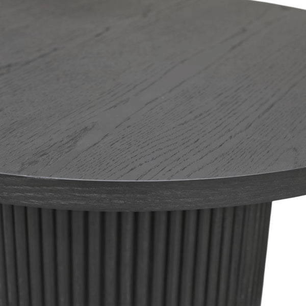 Alpine Furniture Reba Sculptural Round Cocktail Table With Fluted Base And Oak Veneer Top, 39.5" Diameter Black 5868BLK-61