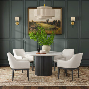 Alpine Furniture Reba Round Dining Table With Ribbed Mindi Wood Base And Durable Quartz Top For Stylish Gathering Spaces Black 5868BLK-QUA-25