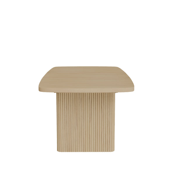 Alpine Furniture Reba Extension Dining Table - Elegant Ribbed Double Base With Built-in Storage For Gatherings Natural White Wash Mindi Solids & Oak Veneer 5868w-01-alpine