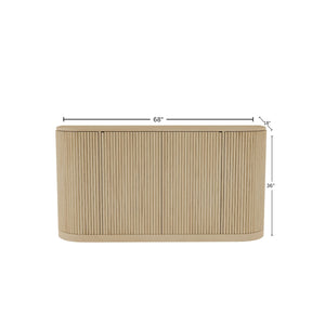 Alpine Furniture Reba Sideboard - Stylish Storage Solution With Ribbed Doors And Soft-close Drawers For Dining Rooms Natural White Wash Mindi Solids & Oak Veneer 5868w-06-alpine