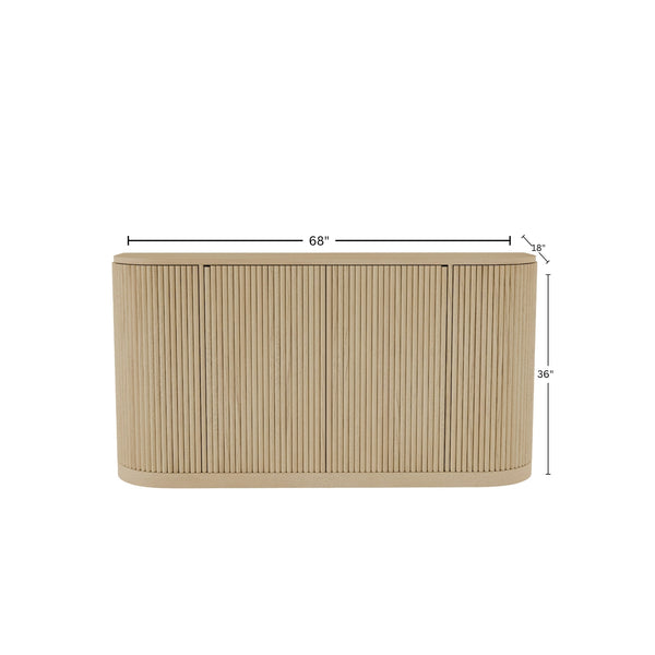 Alpine Furniture Reba Sideboard - Stylish Storage Solution With Ribbed Doors And Soft-close Drawers For Dining Rooms Natural White Wash Mindi Solids & Oak Veneer 5868w-06-alpine