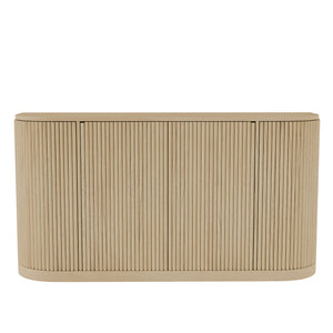 Alpine Furniture Reba Sideboard - Stylish Storage Solution With Ribbed Doors And Soft-close Drawers For Dining Rooms Natural White Wash Mindi Solids & Oak Veneer 5868w-06-alpine