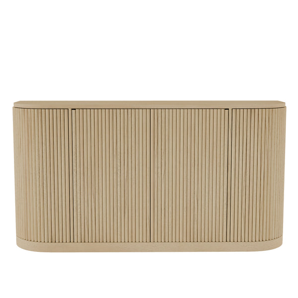 Alpine Furniture Reba Sideboard - Stylish Storage Solution With Ribbed Doors And Soft-close Drawers For Dining Rooms Natural White Wash Mindi Solids & Oak Veneer 5868w-06-alpine