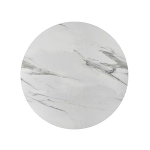 Alpine Furniture Reba Round Dining Table With Ribbed Mindi Wood Base And Durable Quartz Top For Stylish Gathering Spaces Natural White Wash 5868W-QUA-25