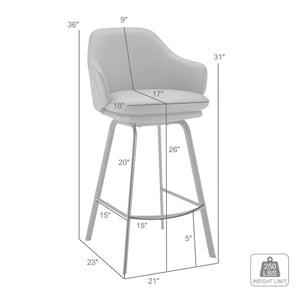 English Elm Zalen 26" Counter Stool in Black Faux Leather with Swivel, Metal 4-Leg Base, Durable Comfort B2736P268597