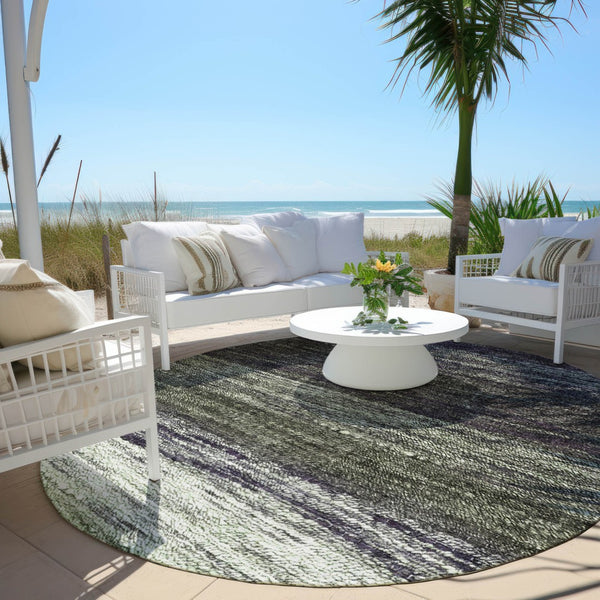 Homeroots 3' Beige Ivory And Brown Ombre Washable Area Rug – Perfect For Indoor & Outdoor Spaces, Durable Design 8' Round Polyester 586902