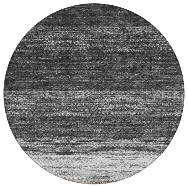 HomeRoots 5' Modern Ombre Gray Silver Ivory Area Rug - Durable, Washable, Indoor-Outdoor Style for Any Space 8' Round 586908