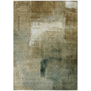 Homeroots 3' Abstract Brown Beige And Ivory Washable Area Rug For Indoor And Outdoor Spaces, Durable Style 3' X 5' Polyester 586912