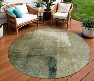 Homeroots 3' Abstract Brown Beige And Ivory Washable Area Rug For Indoor And Outdoor Spaces, Durable Style 8' Round Polyester 586914