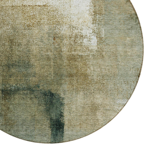Homeroots 3' Abstract Brown Beige And Ivory Washable Area Rug For Indoor And Outdoor Spaces, Durable Style 8' Round Polyester 586914