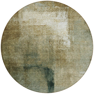 Homeroots 3' Abstract Brown Beige And Ivory Washable Area Rug For Indoor And Outdoor Spaces, Durable Style 8' Round Polyester 586914