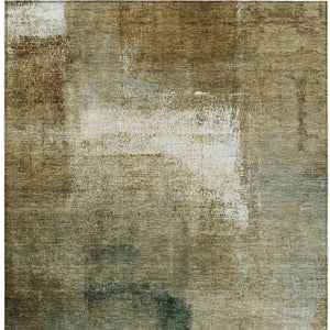 Homeroots 3' Abstract Brown Beige And Ivory Washable Area Rug For Indoor And Outdoor Spaces, Durable Style 10' X 14' Polyester 586917