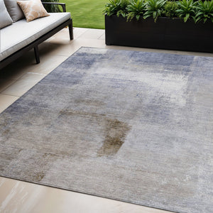 Homeroots 3' Abstract Brown Beige And Ivory Washable Area Rug For Indoor And Outdoor Spaces, Durable Style 5' X 8' Polyester 586919