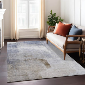 Homeroots 3' Abstract Brown Beige And Ivory Washable Area Rug For Indoor And Outdoor Spaces, Durable Style 5' X 8' Polyester 586919