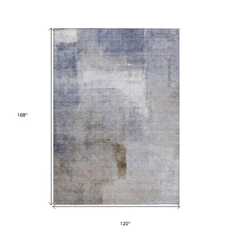 Homeroots 3' Abstract Brown Beige And Ivory Washable Area Rug For Indoor And Outdoor Spaces, Durable Style 10' X 14' Polyester 586923