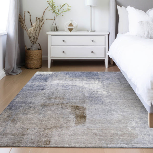 Homeroots 3' Abstract Brown Beige And Ivory Washable Area Rug For Indoor And Outdoor Spaces, Durable Style 10' X 14' Polyester 586923