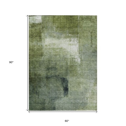 Homeroots 3' Abstract Brown Beige And Ivory Washable Area Rug For Indoor And Outdoor Spaces, Durable Style 5' X 8' Polyester 586925