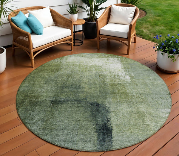 Homeroots 3' Abstract Brown Beige And Ivory Washable Area Rug For Indoor And Outdoor Spaces, Durable Style 8' Round Polyester 586926