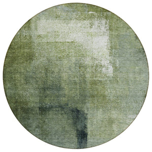 HomeRoots 5' Modern Artichoke Green & Sage Abstract Area Rug - Washable, Durable for Indoor & Outdoor Use 8' Round 586926