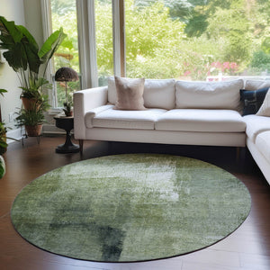 Homeroots 3' Abstract Brown Beige And Ivory Washable Area Rug For Indoor And Outdoor Spaces, Durable Style 8' Round Polyester 586926