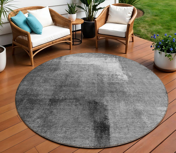 Homeroots 3' Abstract Brown Beige And Ivory Washable Area Rug For Indoor And Outdoor Spaces, Durable Style 8' Round Polyester 586932