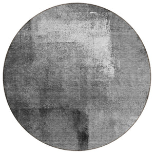 HomeRoots 5' Modern Abstract Gray Silver Charcoal Area Rug - Washable, Durable, Indoor Outdoor Versatile Design 8' Round 586932