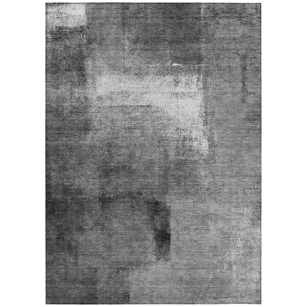 HomeRoots 9' Modern Abstract Gray Silver Charcoal Area Rug - Washable, Durable Design for Indoor & Outdoor Use 9' X 12' 586934