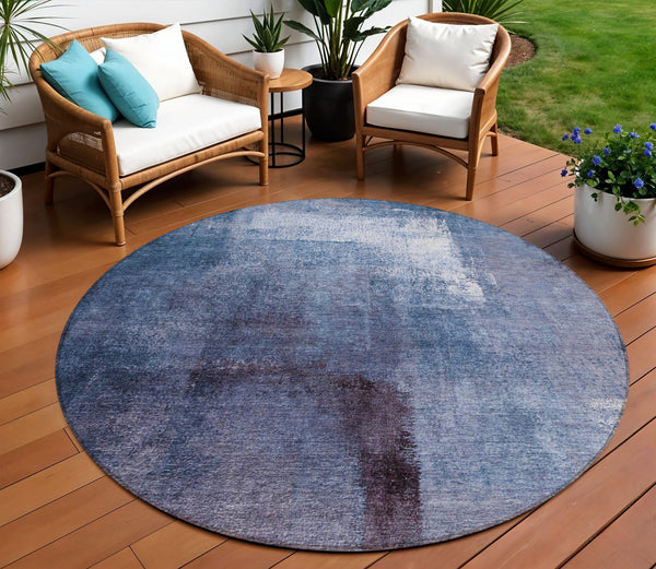 Homeroots 3' Abstract Brown Beige And Ivory Washable Area Rug For Indoor And Outdoor Spaces, Durable Style 8' Round Polyester 586938