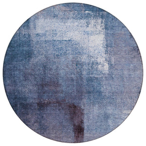 HomeRoots 5' Modern Abstract Navy and Sky Blue Area Rug - Durable, Washable Indoor/Outdoor Design for All Spaces 8' Round 586938