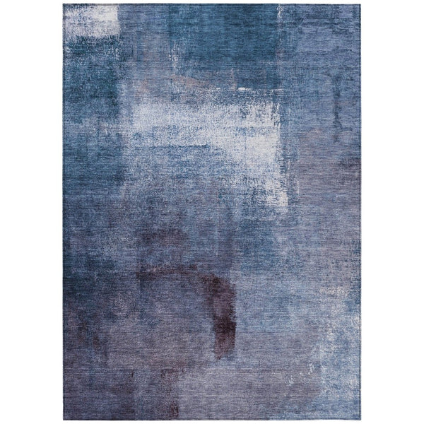 HomeRoots 5' Modern Abstract Navy and Sky Blue Area Rug - Durable, Washable Indoor/Outdoor Design for All Spaces 10' X 14' 586941