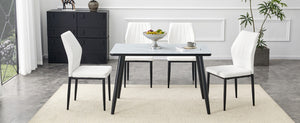 English Elm Table and Chair Set Modern Marble Glass Top with Four Pu Leather Seats for Dining W1151S04662