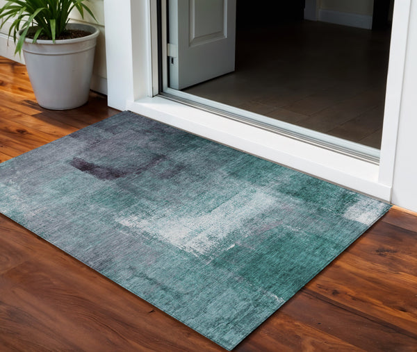 Homeroots 3' Abstract Brown Beige And Ivory Washable Area Rug For Indoor And Outdoor Spaces, Durable Style 3' X 5' Polyester 586948