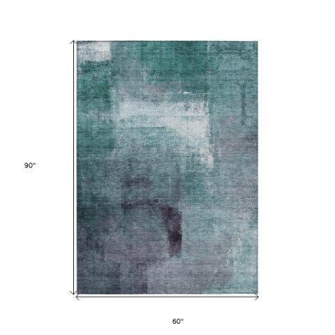 Homeroots 3' Abstract Brown Beige And Ivory Washable Area Rug For Indoor And Outdoor Spaces, Durable Style 5' X 8' Polyester 586949